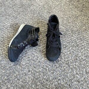 ARA REVA High Top Sneakers Boots Black Leather Side Zip Comfort Shoe UK 3.5 US 6